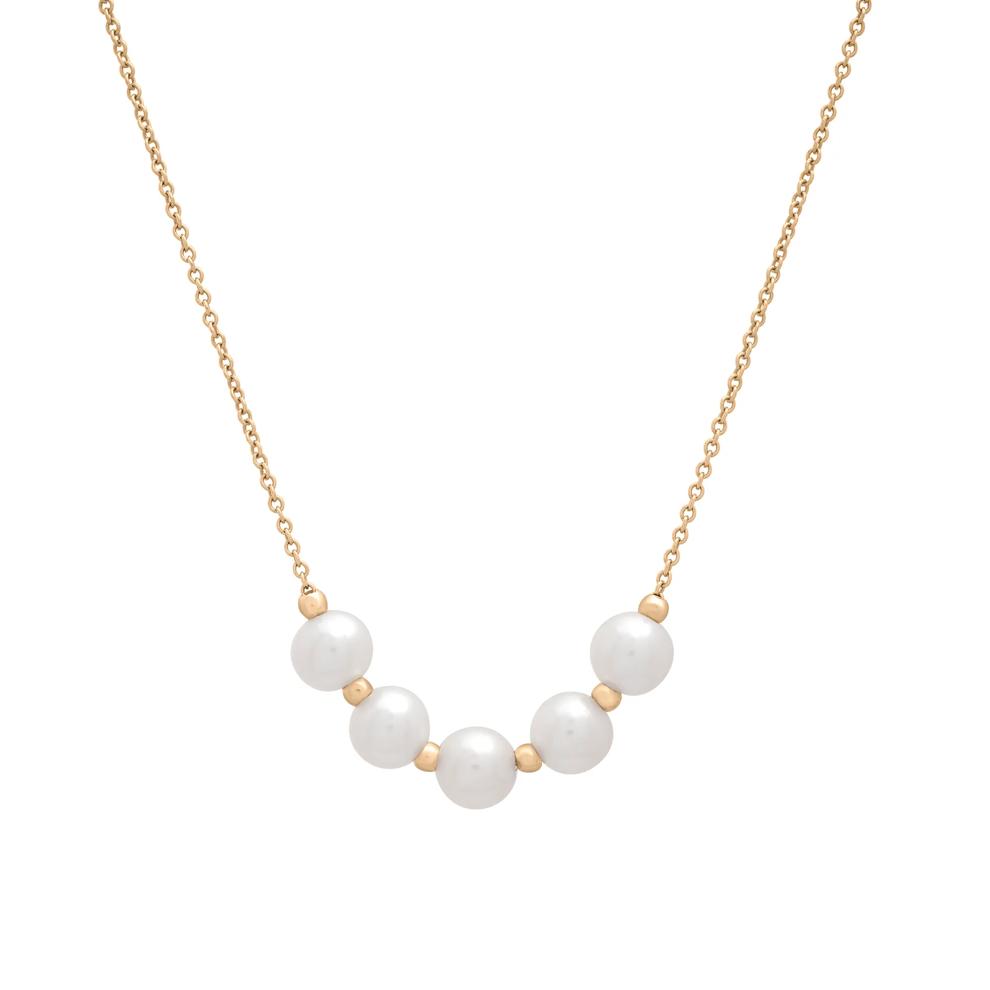 Freshwater Cultured Pearl Smile Necklace in 10K Yellow Gold – Image 1 of 4