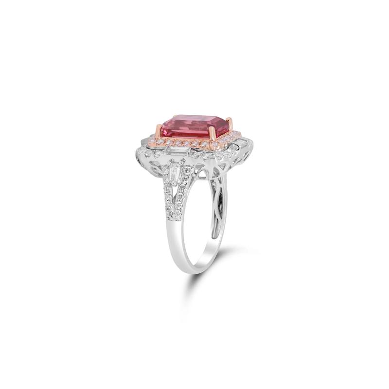 Pink Tourmaline and Diamond Halo Ring in 14K White and Rose Gold (1 1/4 ct. tw.) – Image 2 of 4