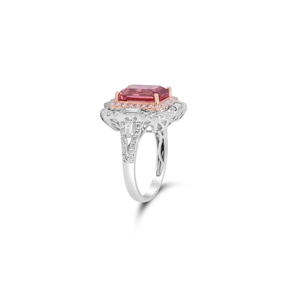 Pink Tourmaline and Diamond Halo Ring in 14K White and Rose Gold (1 1/4 ct. tw.) – Image 2 of 4