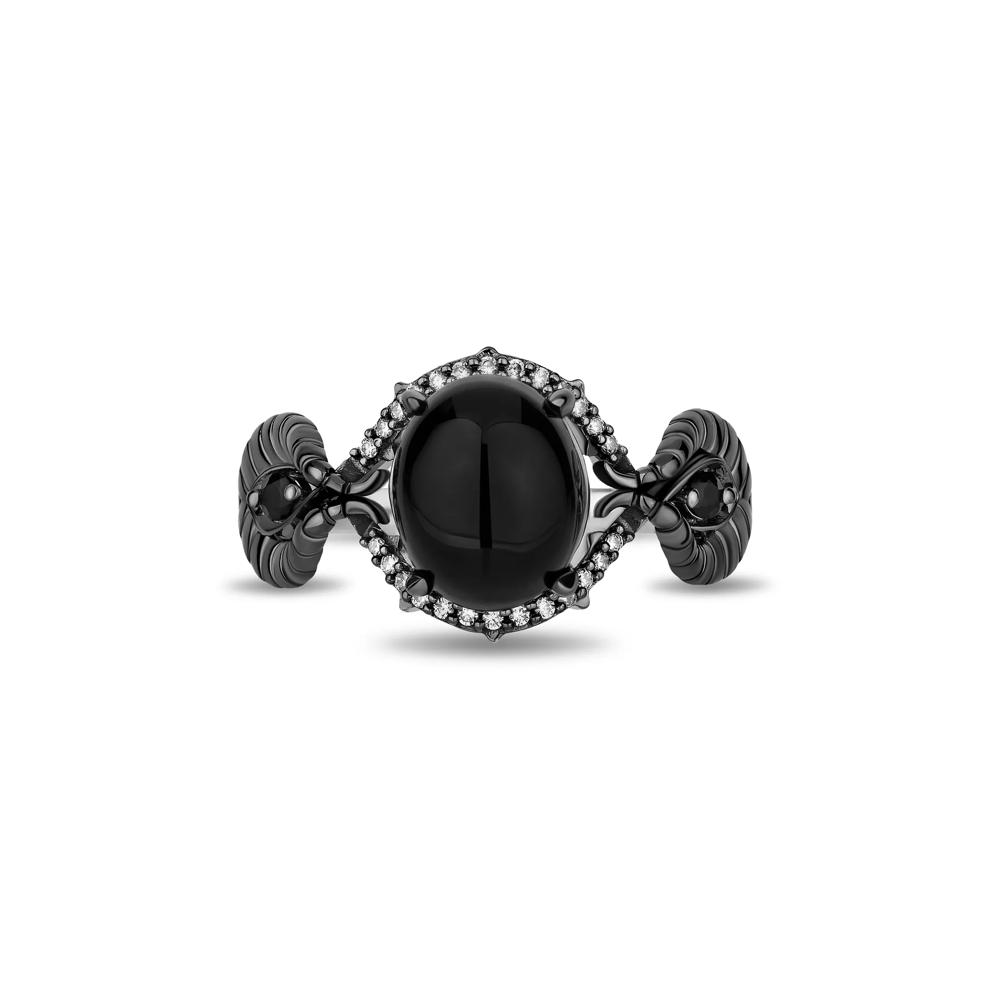 Maleficent Onyx and Diamond Ring in Sterling Silver (1/10 ct. tw.) – Image 1 of 4