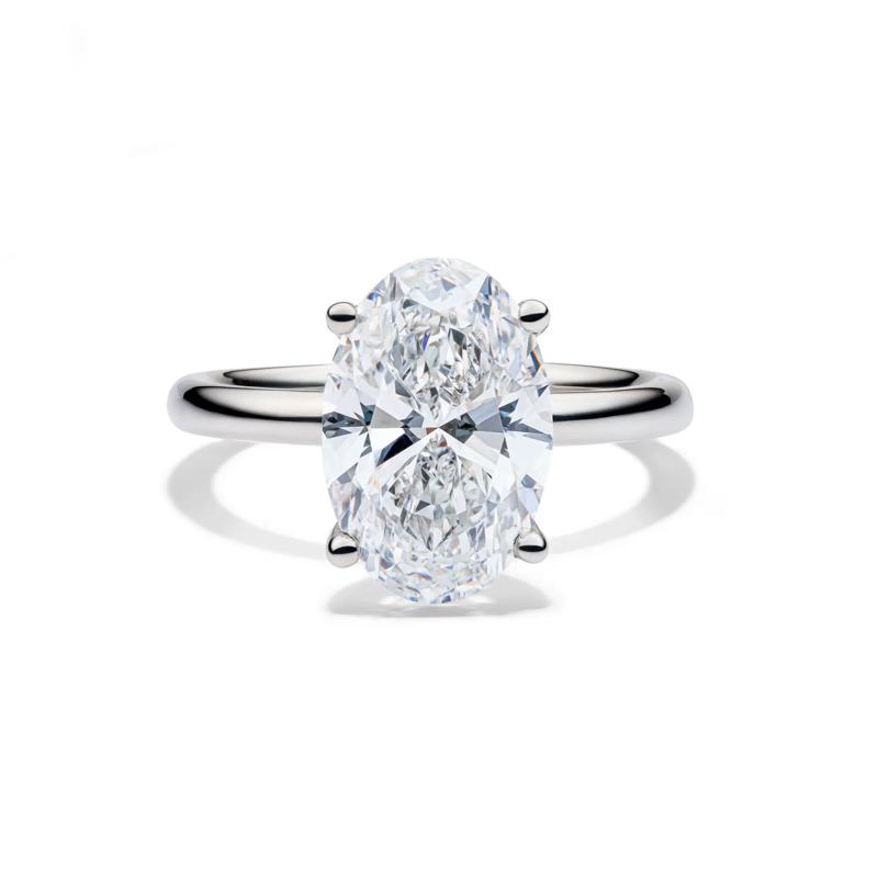 Lab Grown Diamond Oval Solitaire Engagement Ring in Platinum &#40;4 ct.&#41; – Image 1 of 4
