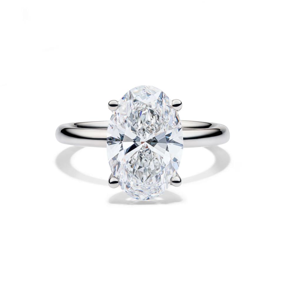 Lab Grown Diamond Oval Solitaire Engagement Ring in Platinum (4 ct.) – Image 1 of 4