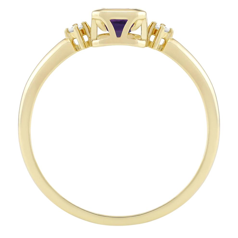 Emerald-Cut Amethyst and Diamond Accent Ring in 10K Yellow Gold – Image 2 of 3