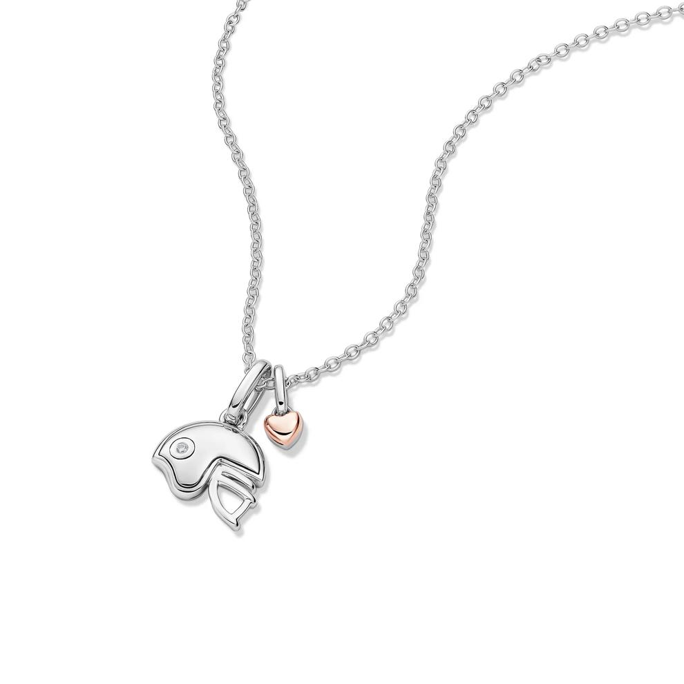 Lab Grown Diamond Accent Football Helmet Pendant in Sterling Silver &amp; 10K Rose Gold – Image 4 of 5
