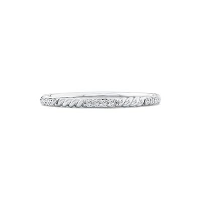 Diamond Twist Stack Wedding Band in 10K White Gold (1/10 ct. tw.)