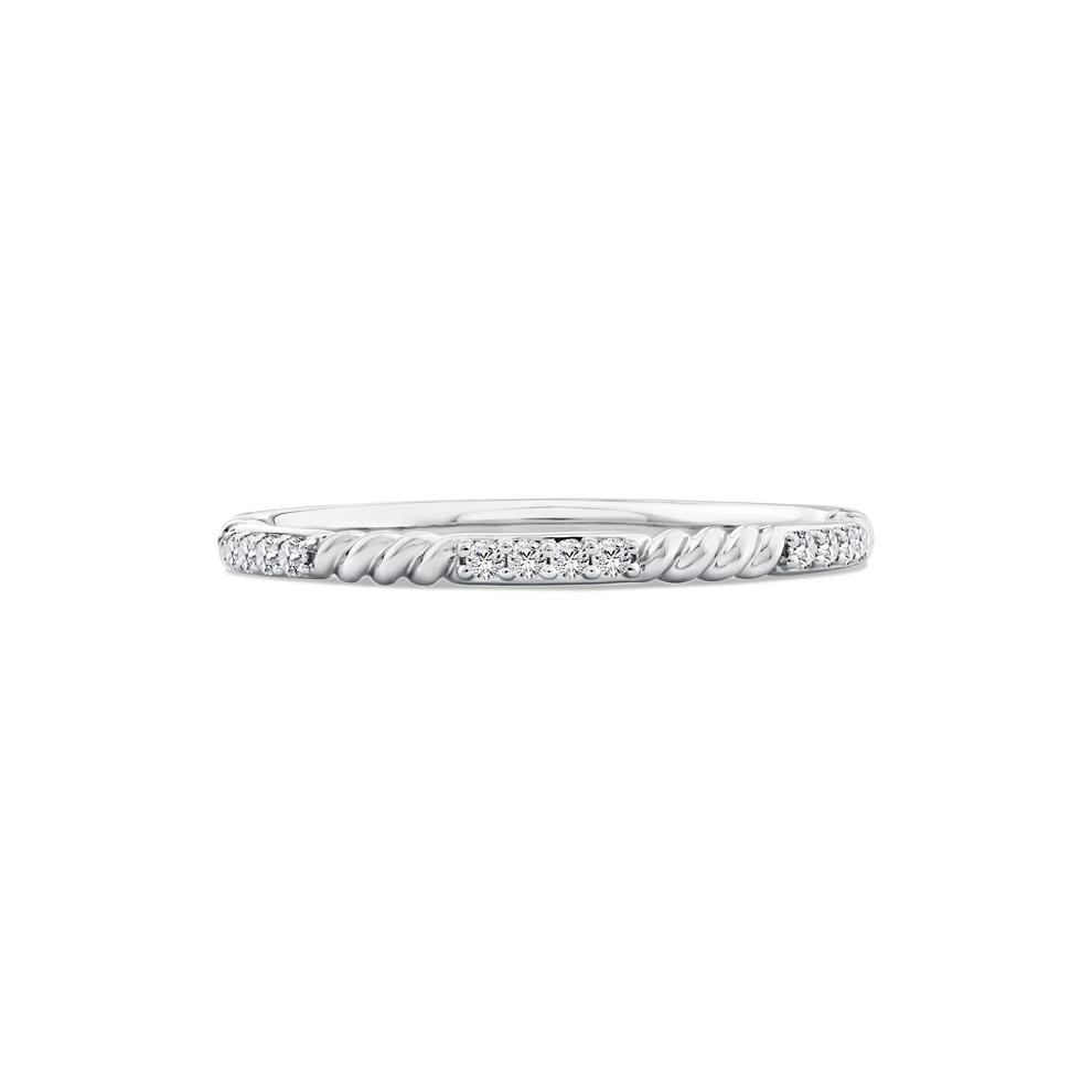 Diamond Twist Stack Wedding Band in 10K White Gold (1/10 ct. tw.) – Image 1 of 4