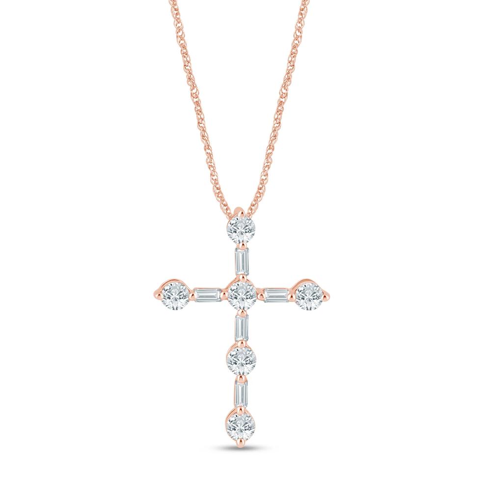 Lab Grown Diamond Cross Pendant in 14K Rose Gold (1/3 ct. tw.) – Image 1 of 3