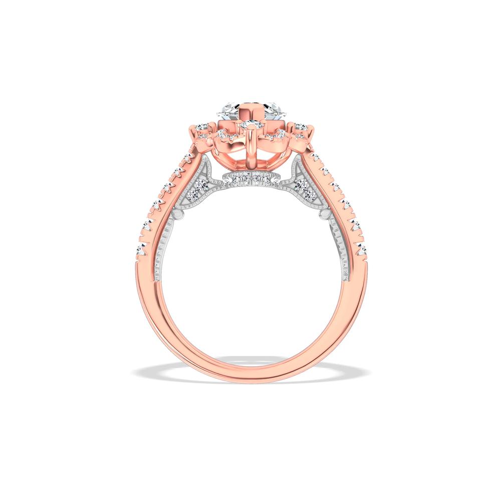 Lab Grown Diamond Scalloped Halo Engagement Ring in 14K Rose &amp; White Gold (2 5/8 ct. tw.) – Image 2 of 4