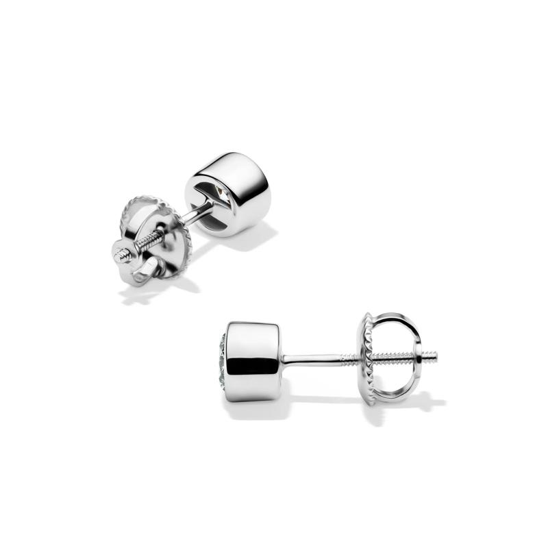 Lab Grown Diamond Round Bezel-Set Solitaire Stud Earrings in 14K White Gold &#40;1/2 ct. tw.&#41; – Image 2 of 3