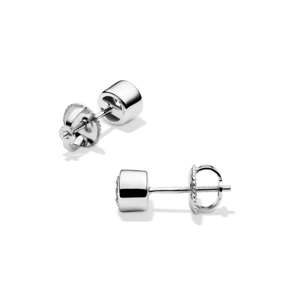 Lab Grown Diamond Round Bezel-Set Solitaire Stud Earrings in 14K White Gold (1/2 ct. tw.) – Image 2 of 3
