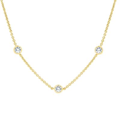 Lab Grown Diamond Bezel Station Necklace in 14K Gold