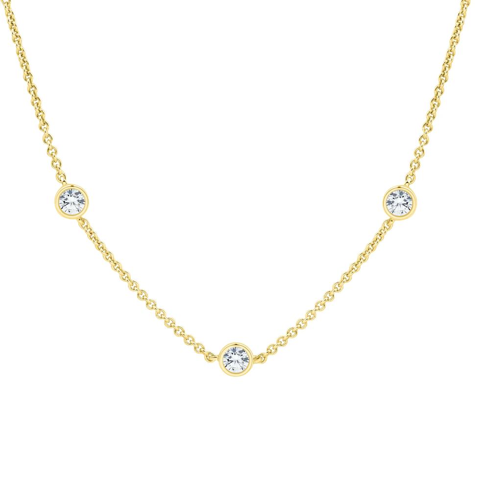 Lab Grown Diamond Bezel Station Necklace in 14K Yellow Gold (1 ct. tw.) – Image 1 of 3