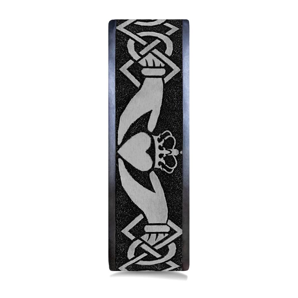 Men&rsquo;s Claddagh Wedding Band in Tantalum &amp; Titanium, 7.5MM – Image 3 of 3