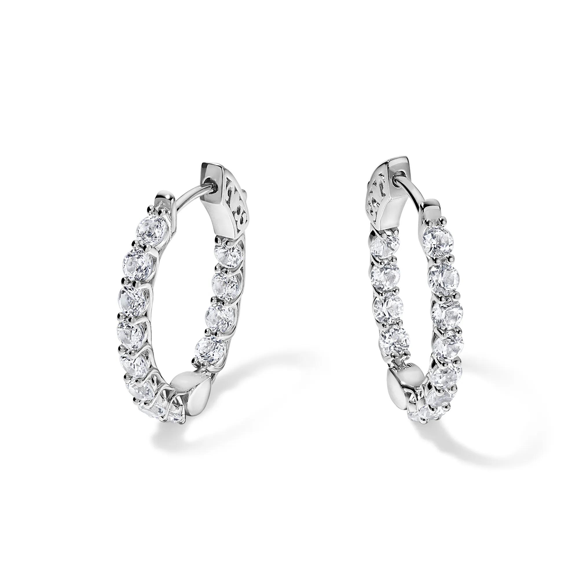 Lab-Created White Sapphire Inside-Out Hoop Earrings in Sterling Silver