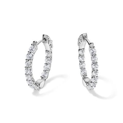 Lab-Created White Sapphire Inside-Out Hoop Earrings in Sterling Silver, 24MM