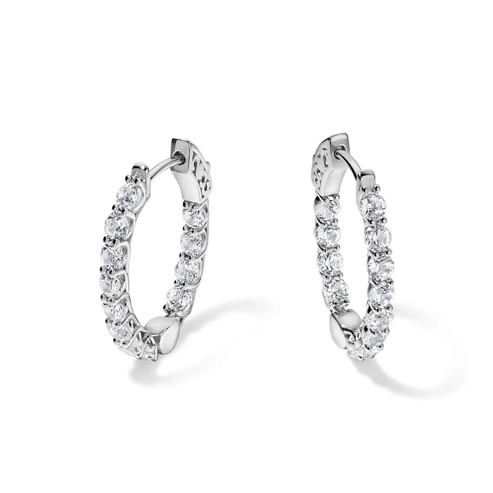 Lab-Created White Sapphire Inside-Out Hoop Earrings in Sterling Silver, 24MM – Image 1 of 2
