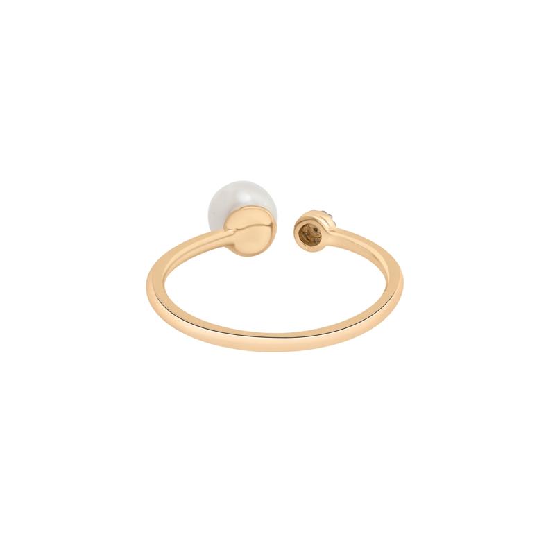 Freshwater Pearl and Diamond Acccent Open Band in 10K Yellow Gold – Image 4 of 5