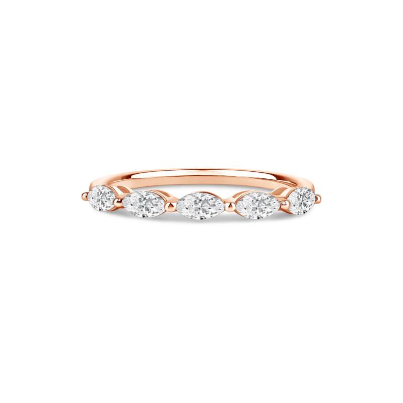Lab Grown Diamond Marquise-Cut 5-Stone Anniversary Band in 14K Rose Gold – Image 1 of 3