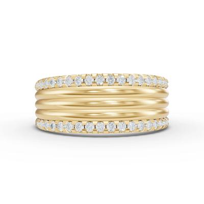 Lab Grown Diamonds Ribbed Multi-Row Band in 10K Yellow Gold (3/8 ct. tw.)