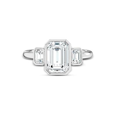 Lab Grown Diamond Bezel-Set Three-Stone Engagement Ring in 14K White Gold (3 ct. tw.)