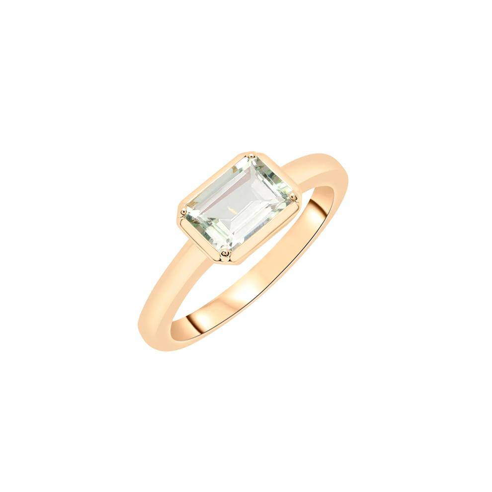 Green Amethyst Emerald-Cut Cocktail Ring in Vermeil – Image 5 of 8