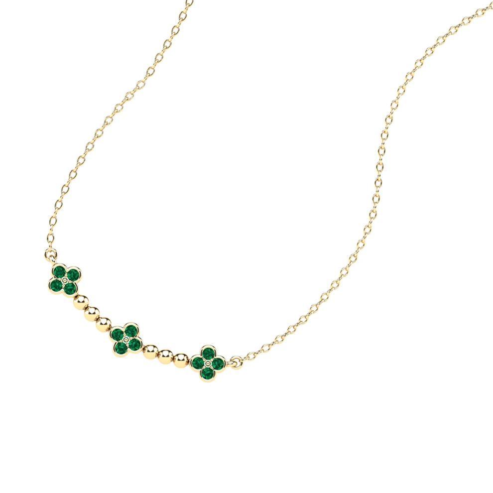 Emerald Clover Bar Necklace in 10K Yellow Gold – Image 4 of 4