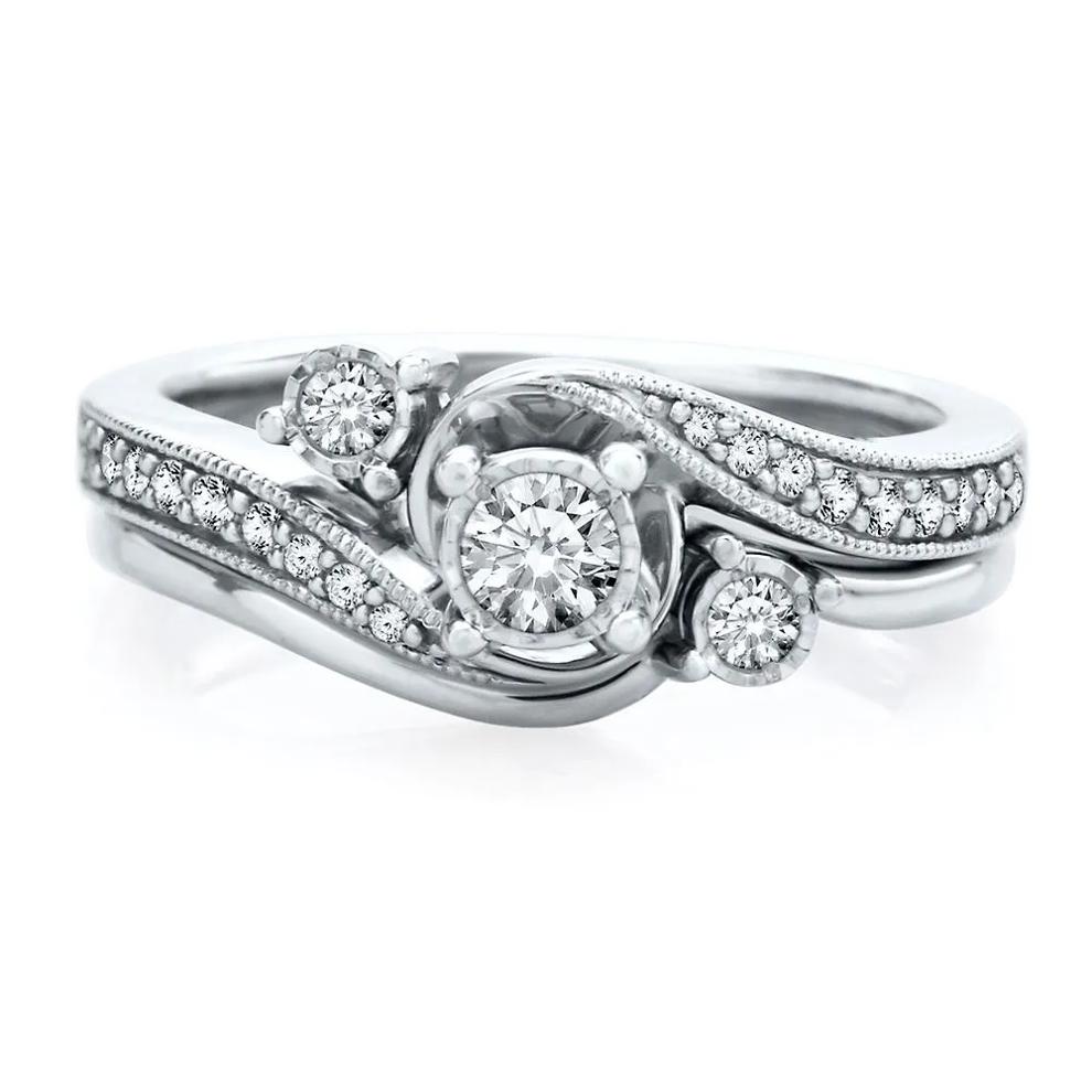 3/8 ct. tw. Diamond Engagement Ring Set in 10K White Gold – Image 1 of 6