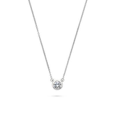 Lab Grown Diamond Bezel-Set Solitaire Pendant in 14K White Gold (1/2ct. tw.)