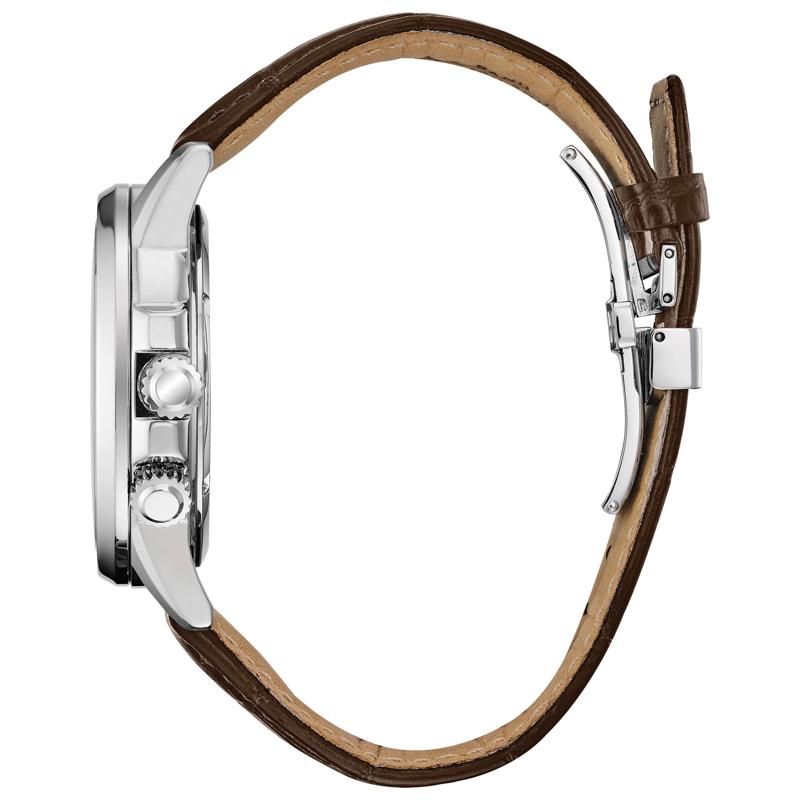 Men&#39;s Calendrier Watch in Brown Leather and Stainless Steel, 44MM – Image 2 of 3