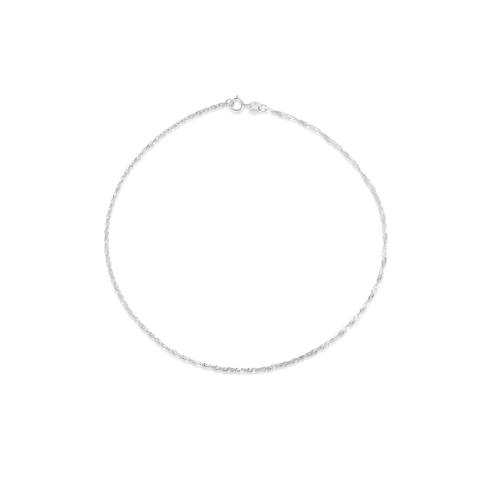 Ankle Bracelet with Singapore Chain in 14K White Gold, 10&rdquo; – Image 1 of 3