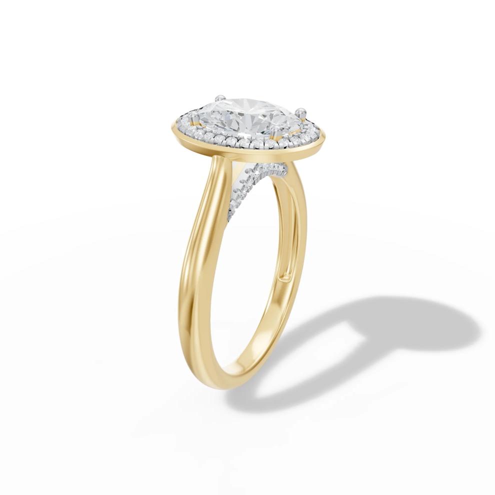 Lab Grown Diamond Oval Center Halo Engagement Ring in 14K Yellow Gold (1 3/4 ct. tw.) – Image 3 of 4