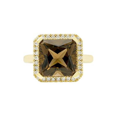 Smoky Quartz and Diamond Ring in 10K Yellow Gold (1/5 ct. tw.)