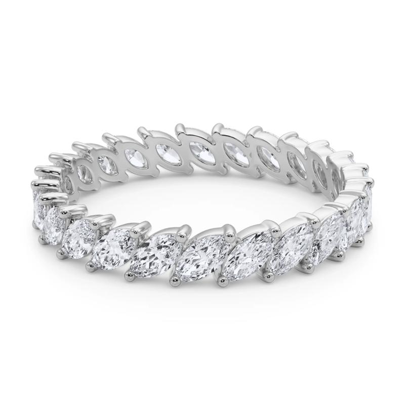 Lab Grown Diamond Marquise Slant Eternity Band in 14K White Gold &#40;2 ct. tw.&#41; – Image 4 of 5