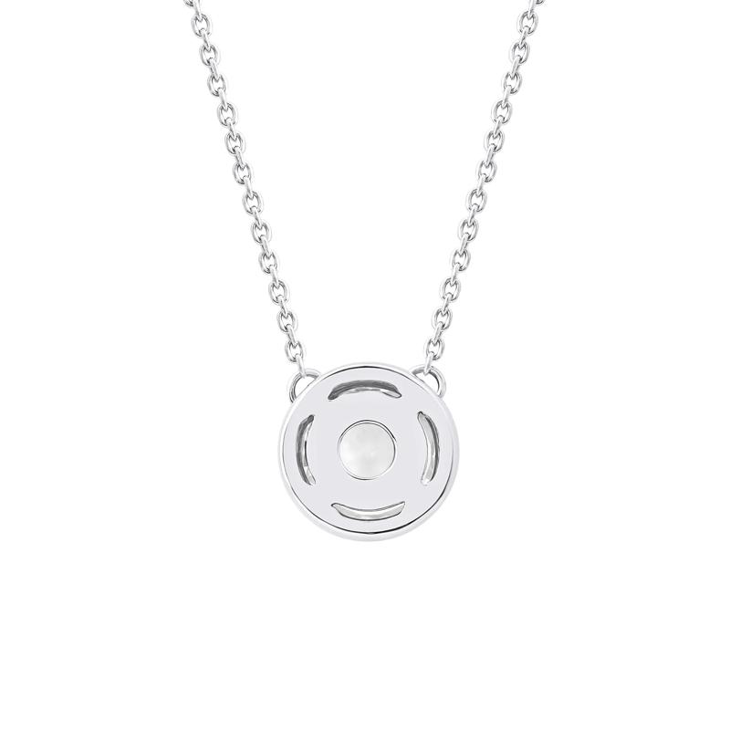 Lab Grown Diamond Round Solitaire Bezel Pendant in 10K White Gold (1 ct. tw.) – Image 3 of 4