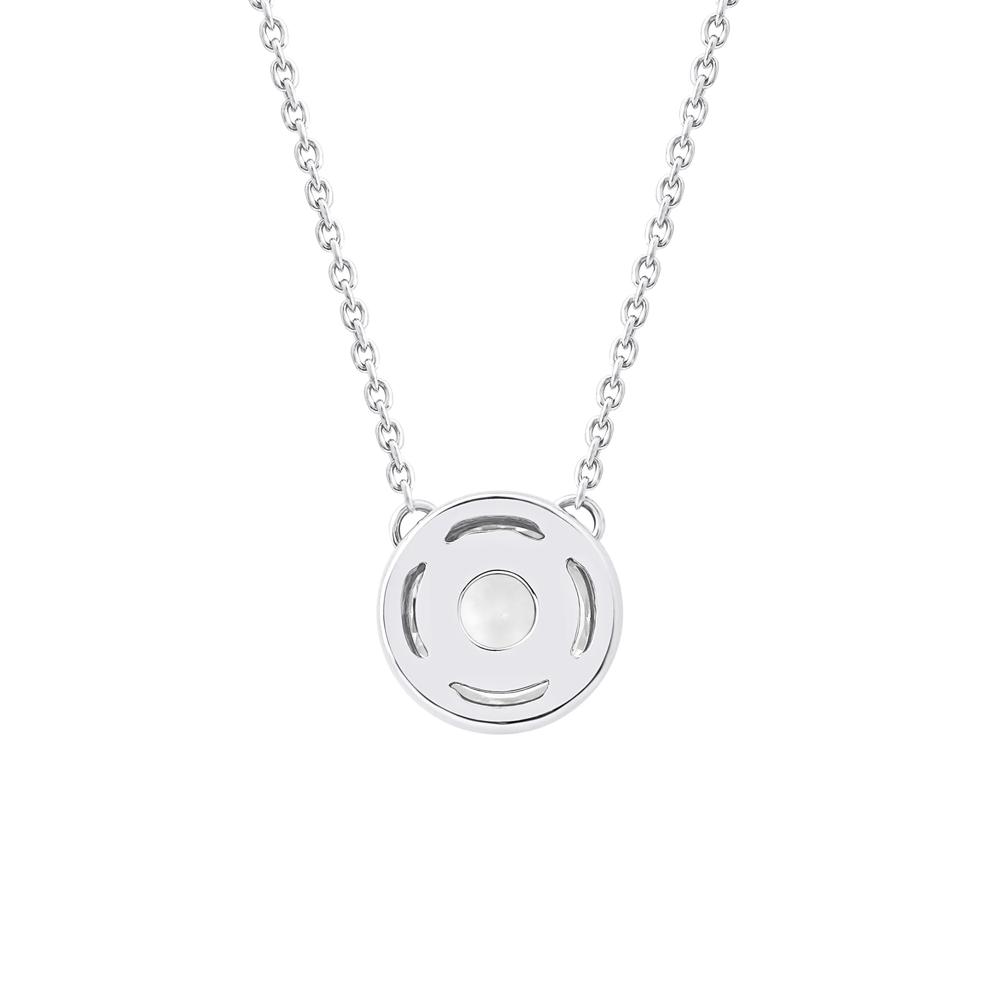 Lab Grown Diamond Round Solitaire Bezel Pendant in 10K White Gold (1 ct. tw.) – Image 3 of 4