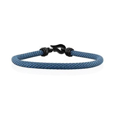Men's Blue Cord Bracelet in Ion-Plated Stainless Steel, 8.5"