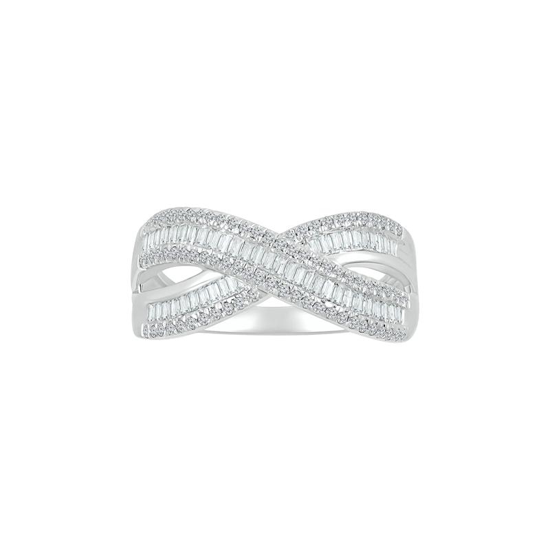 Crossover Ring with Baguette Diamonds in 10K White Gold &#40;5/8 ct. tw.&#41; – Image 1 of 4