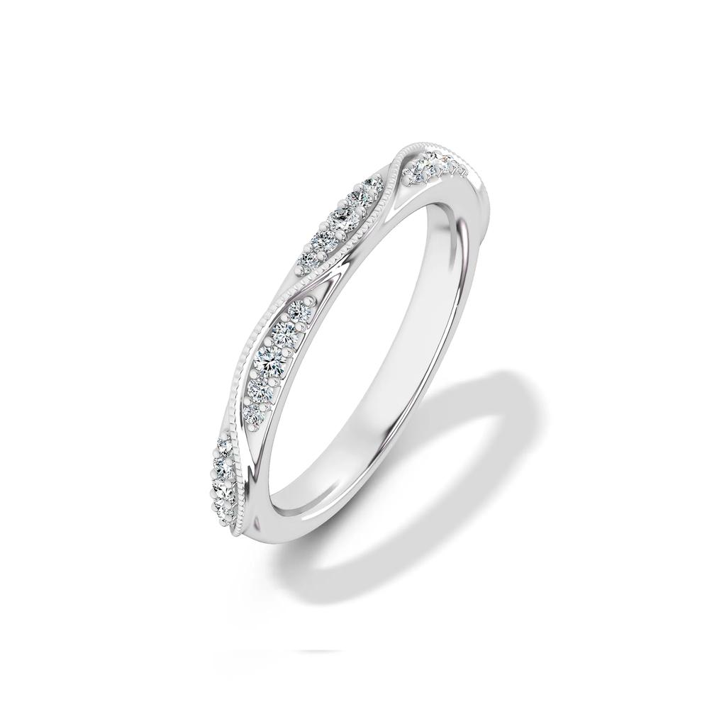 Lab Grown Diamond Milgrain Wave Stack Band 10K White Gold (1/5 ct. tw.) – Image 4 of 4