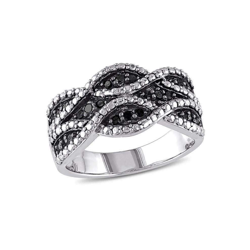 Black Diamond Woven Ring in Sterling Silver (1/4 ct. tw.) – Image 3 of 3