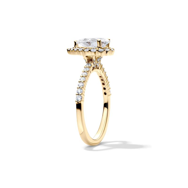 Lab Grown Diamond Pear-Shaped Halo Engagement Ring in 14K Yellow Gold  &#40;1 3/4 ct. tw.&#41; – Image 3 of 4