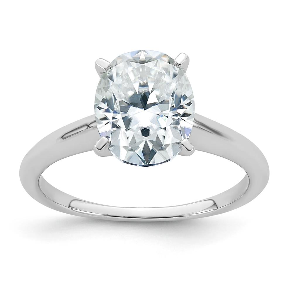 Lab-Created Moissanite Oval Solitaire Ring in 10K White Gold (2 ct. dew) – Image 1 of 3