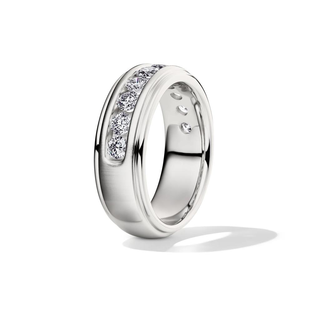 Men&rsquo;s Lab Grown Diamond Wedding Band with Channel Setting in 10K White Gold (1 1/2 ct. tw.) – Image 3 of 4