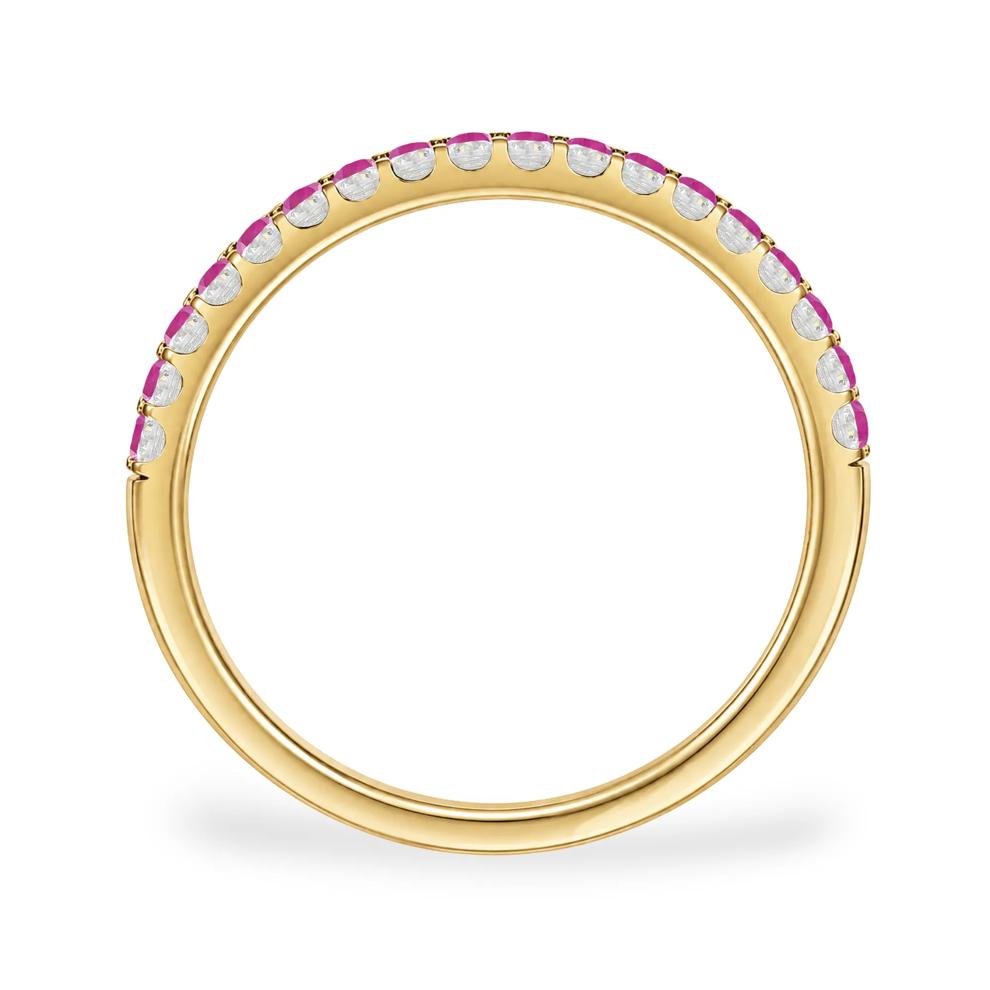 Ruby &amp; Diamond Double Row Ring in 10K Yellow Gold (1/5 ct. tw.) – Image 3 of 4
