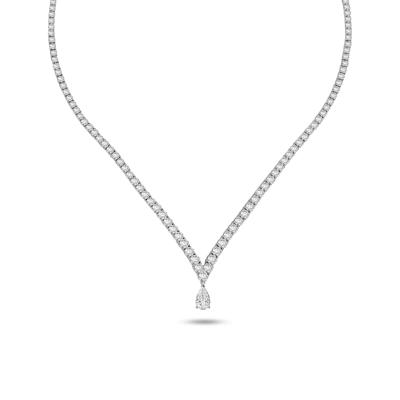 Lab Grown Diamond Pear-Shaped Drop Tennis Necklace in 14K White Gold (20 ct. tw.)