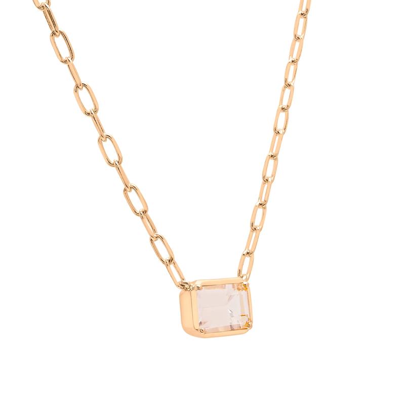 Morganite Emerald-Cut Necklace in Vermeil – Image 2 of 5