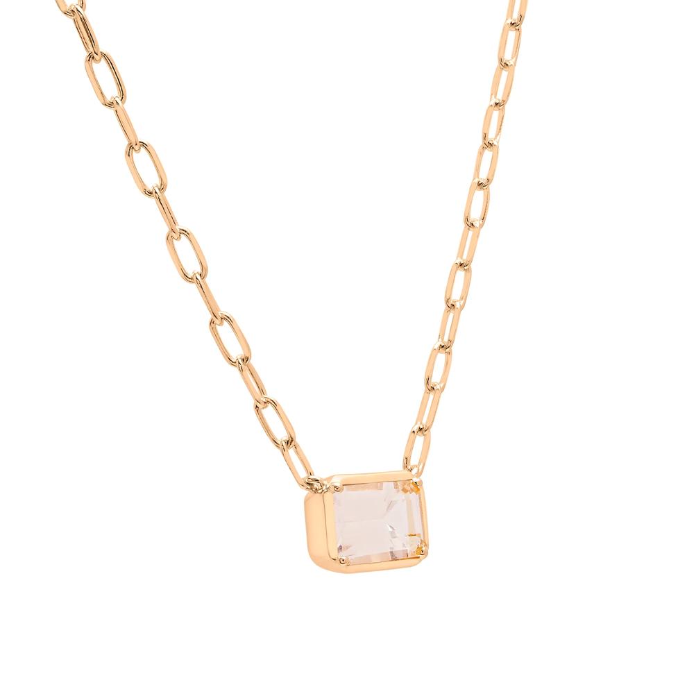 Morganite Emerald-Cut Necklace in Vermeil – Image 2 of 5