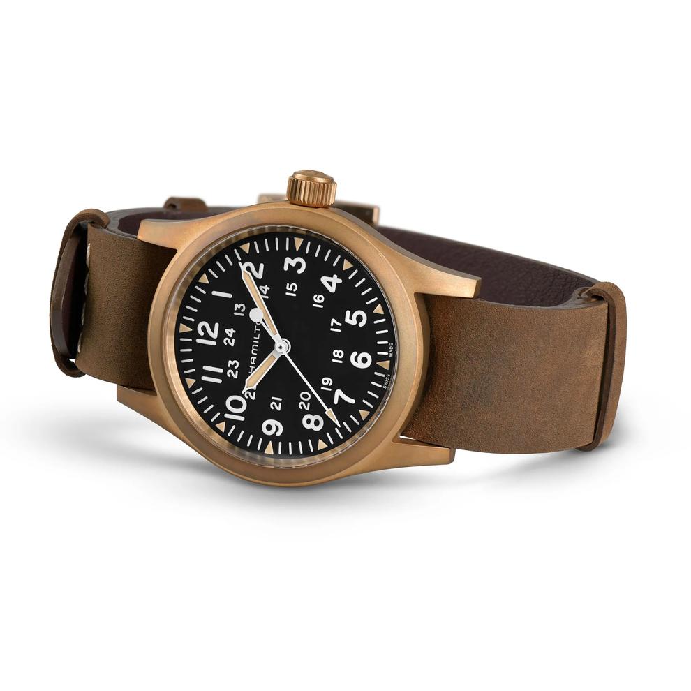Khaki Field Mechanical Bronze Watch with Brown Leather Strap – Image 3 of 3
