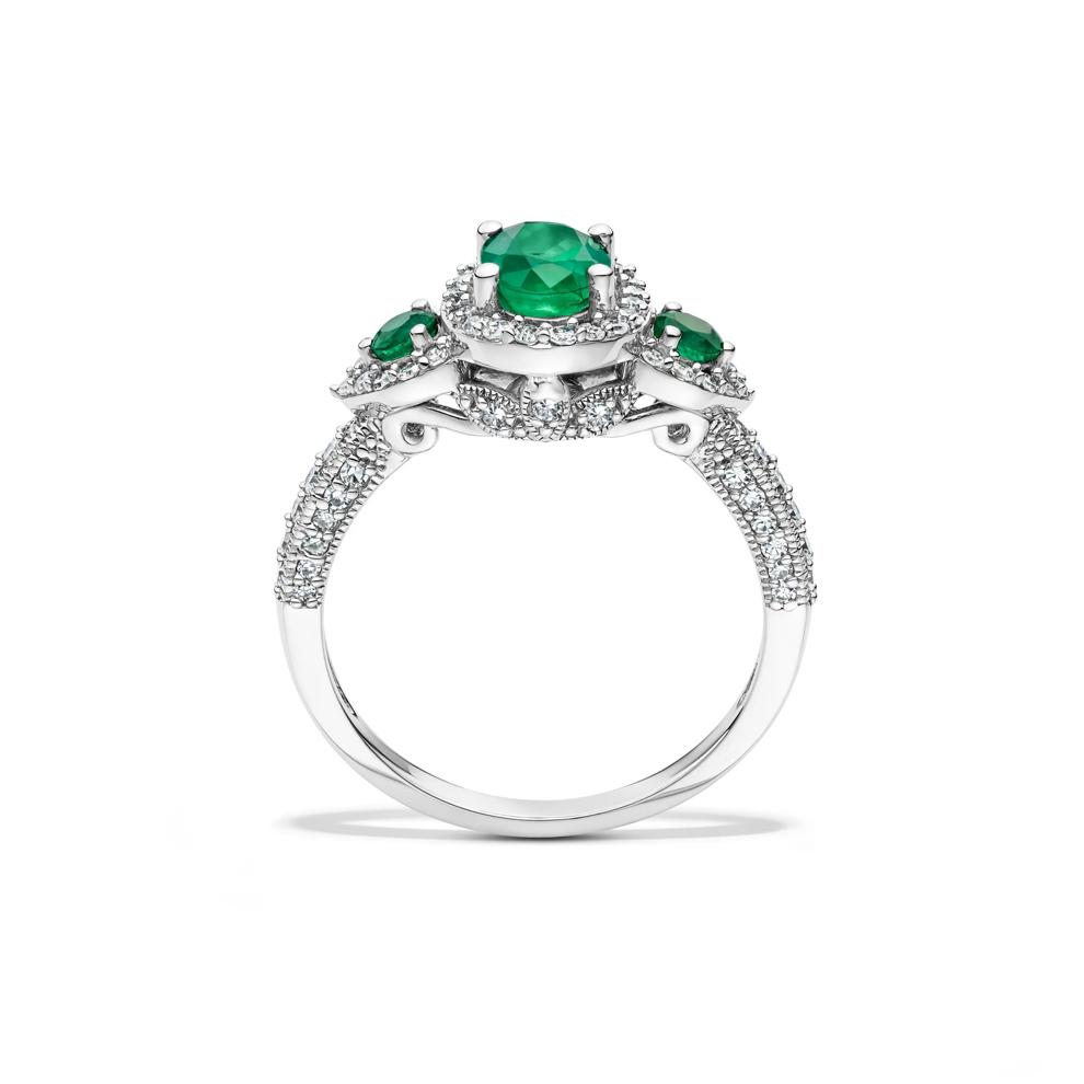 Emerald &amp; 1/2 ct. tw. Diamond Ring in 14K White Gold – Image 2 of 4