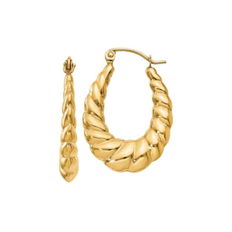 Polished Twist Hollow Hoop Earrings in 14K Yellow Gold – Image 1 of 1