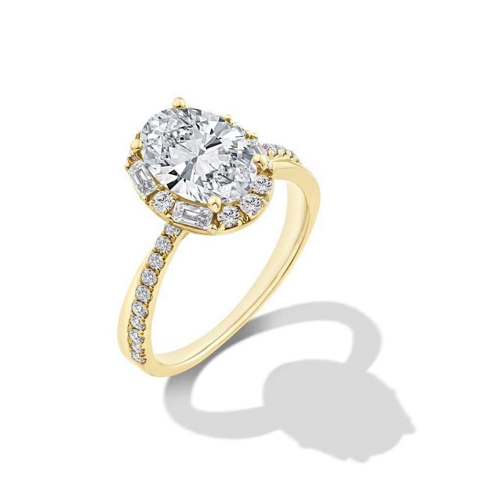 Lab Grown Diamond Oval Halo Engagement Ring in 14K Yellow Gold (2 1/2 ct. tw.) – Image 4 of 4